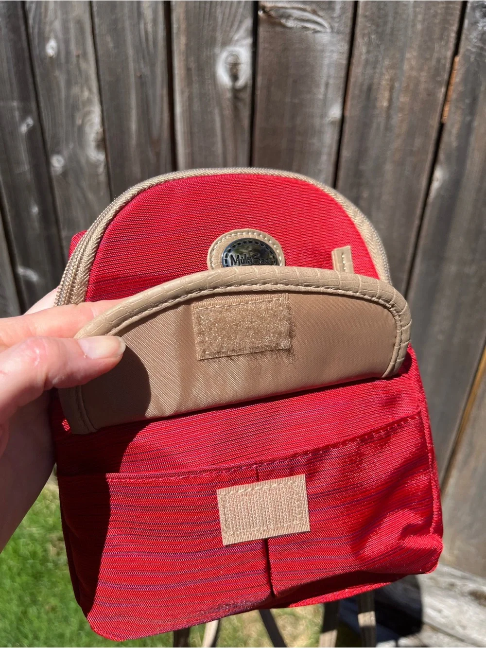 Multisac small orange canvas backpack purse